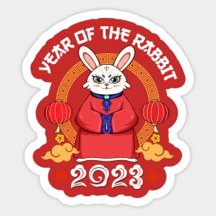 Yin Yan Bunny Zodiac Chinese New Year 2023 Year of Rabbit Sticker